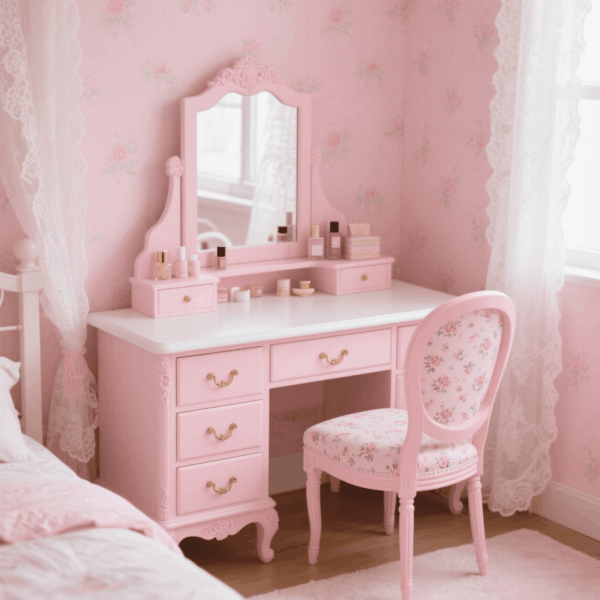 Rustic - Style Pink Dressing Table Set